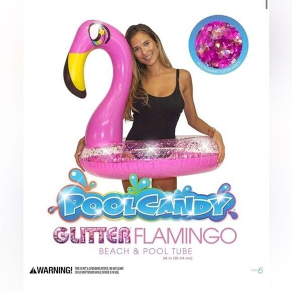 Other - Pink Glitter Flamingo Pool Tube 56”